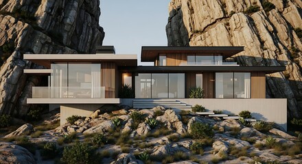 Modern Luxury House Nestled in Rocky Mountains.