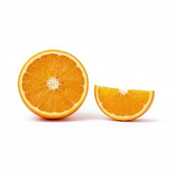 Bright and juicy orange slices on a clean white background create a vibrant and refreshing image, perfect for healthy eating and summer themes .