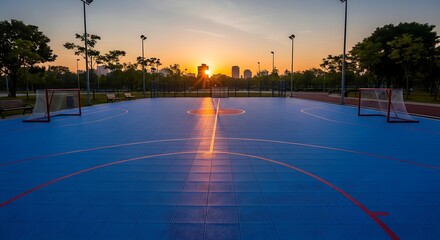Fototapeta premium Outdoor Sports Court at Sunrise.