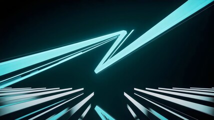 Neon turquoise beam splitting in two paths above futuristic cityscape – Suitable for cyber visuals, digital art, or technology branding