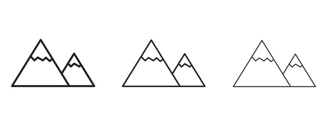 Mountains icon illustration. Editable stroke. Pixel perfect