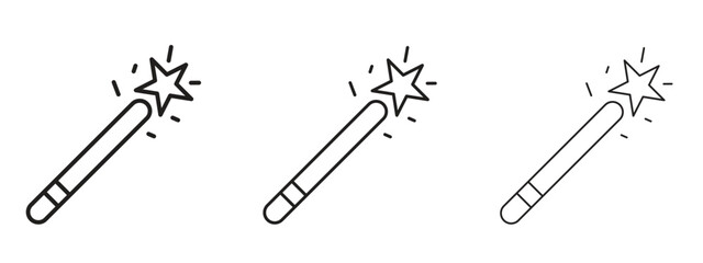Naklejka premium Magic wand icon illustration. Editable stroke. Pixel perfect