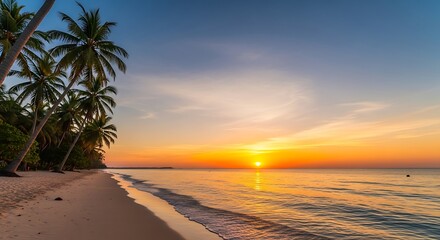 Stunning Sunrise Over Tropical Beach.