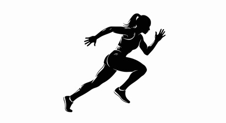 Obraz premium Dynamic Female Runner Silhouette Vector: Athletic Woman Sprinting for Fitness and Speed