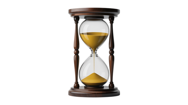Elegant hourglass measures time, perfect for deadlines, productivity concepts and project management needs