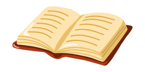 Cartoon open book with blank pages. Vector isolated illustration on white background.