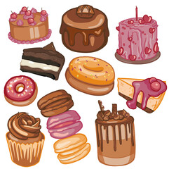 vector set of cakes