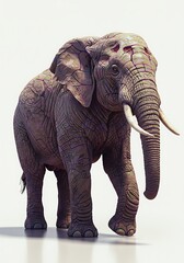 Fototapeta premium Majestic elephant walks powerfully forward across the plains in search of water and a better life