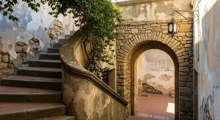 Old Stone Archway Stairway.