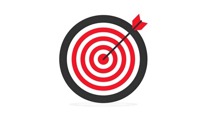A simple target graphic, featuring a red arrow hitting the center, displays focus and aim.