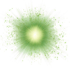 Abstract green explosion with radiating lines and bright center on a transparent background. background removed
