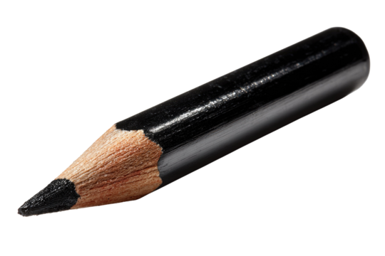 Close-up of a sharpened black pencil isolated on a transparent background. background removed - Powered by Adobe
