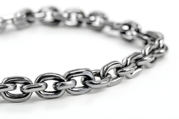 Obraz premium Silver Chain Isolated White Background Jewelry Accessory Fashion Necklace Metal Link Elegant Style