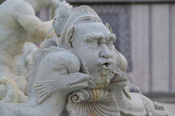Fototapeta premium Detail of the marble statues of the fountains in Piazza Navona, Rome, Italy