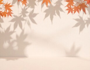 Autumnal maple shadows on light background