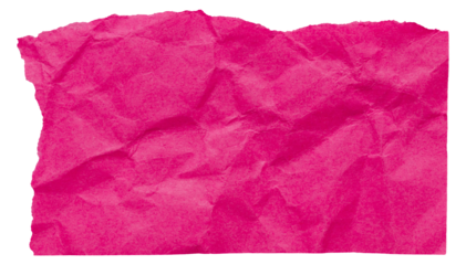 Ripped piece of fuchsia pink crumpled paper, isolated element to create collage in bright colors