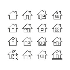Home Icons Vector Set – House, Building, and Real Estate Symbol Collection