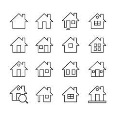 Home Icons Vector Set – House, Building, and Real Estate Symbol Collection