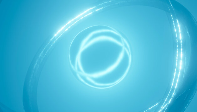 Glowing sphere surrounded by swirling light trails creating a mesmerizing visual effect