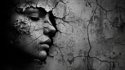 Face in cracked wall