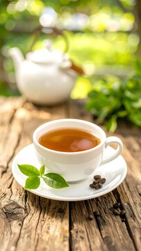 A cup of tea outdoors