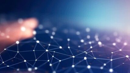Abstract network with glowing nodes and lines, viewed from a low angle. Ideal for tech-themed video backgrounds with a futuristic style. Live desktop wallpaper. - Powered by Adobe