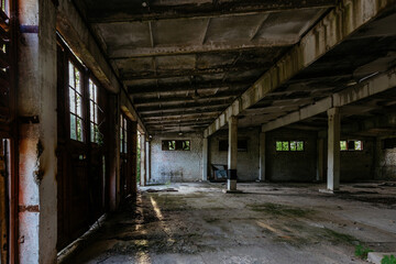 Old Abandoned empty military hangar