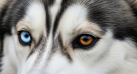 Siberian Husky with Different Colored Eyes.
