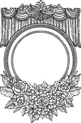 Obraz premium Vintage engraving style theatre frame with floral ornaments for decorative design
