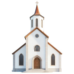 Fototapeta premium Large white church with a red roof and a cross on top