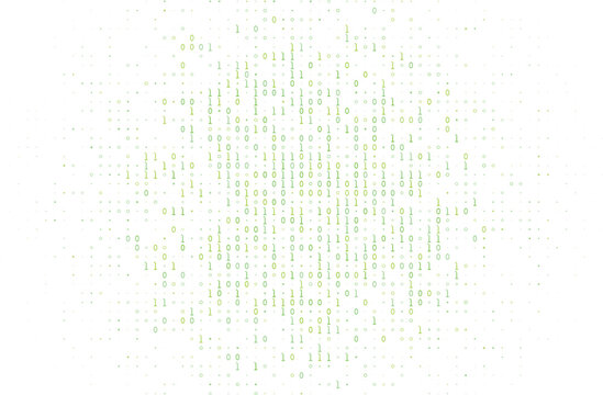 Abstract digital background with green binary code and data stream pattern, representing technology and information flow