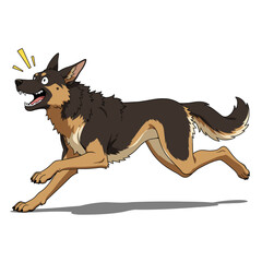 German Shepherd Anime Cartoon Running