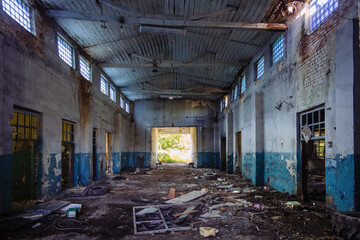 Old Abandoned empty military hangar