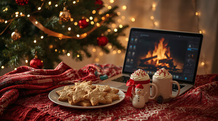 Cozy Christmas Cookies and Hot Chocolate by the Fireplace