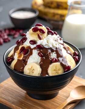 A decadent dessert bowl of shaved ice