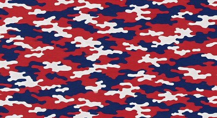 Red White Blue Camouflage Pattern Background.