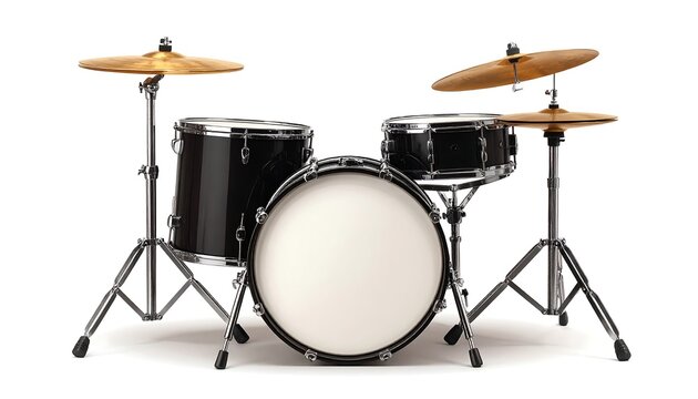 Studio drum set against white background