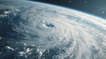 Earth observation satellite capturing high-resolution imagery of a hurricane, seen from a nearby orbital platform. stock image, 