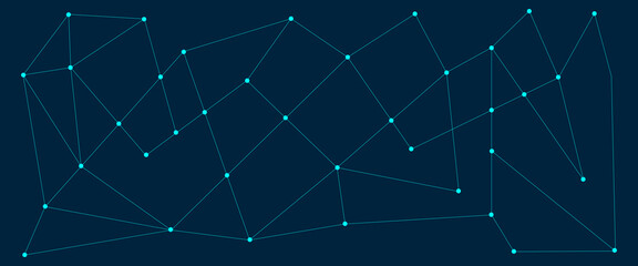 Abstract blue lines and dots connections pattern, social network communication, technology curve line background. Design used for technology, science,