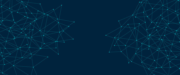 Abstract blue lines and dots connections pattern, social network communication, technology curve line background. Design used for technology, science, banner, template, business and many more.