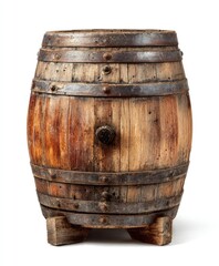 Obraz premium Aged wooden barrel, front view