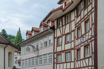 Architecture in the old town of Feldkirch, Austria