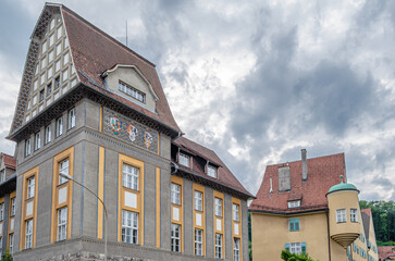 Architecture in the old town of Feldkirch, Austria