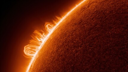 Full-disk solar image taken in hydrogen-alpha filter, showing filament structures and active prominences on the limb. stock image, hd quality