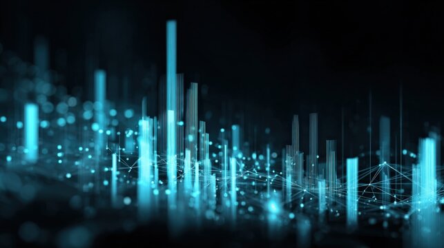 Abstract Data Visualization of a Digital Cityscape with Glowing Connections and Futuristic Aesthetic - Powered by Adobe