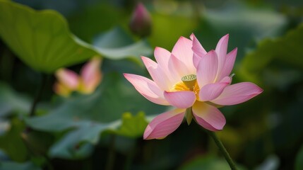Vibrant Water Lilies & Lotus: Aquatic Blooms by Pond – Summer Nature