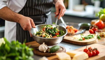 Chef preparing a salad