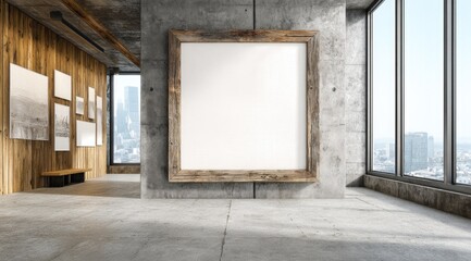 Modern gallery space with blank canvas