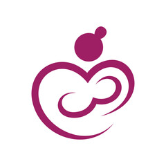 modern mother and baby logo  icon vector with love element in flat style design