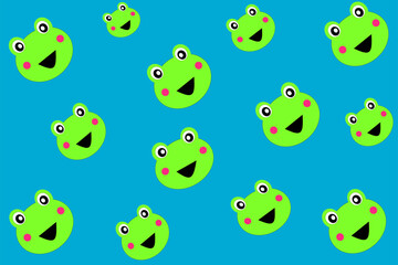 Obraz premium Bright and Cheerful Frog Pattern Illustrated on a Vibrant Blue Background